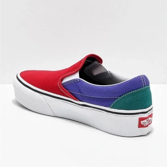 Vans Slip On (Tri Color) Platform Shoes Women's Size 8 New​ - Picture 2 of 7